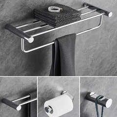 浴室毛巾架電鍍鋅合金浴巾架衛生間單雙杆雙層置物架掛件套裝組合