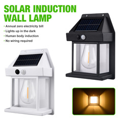New Outdoor Solar Wall Lamp, Waterproof Tungsten Filament Motion-Activated Courtyard Lamp, Garden Villa Pathway Light, Illumination