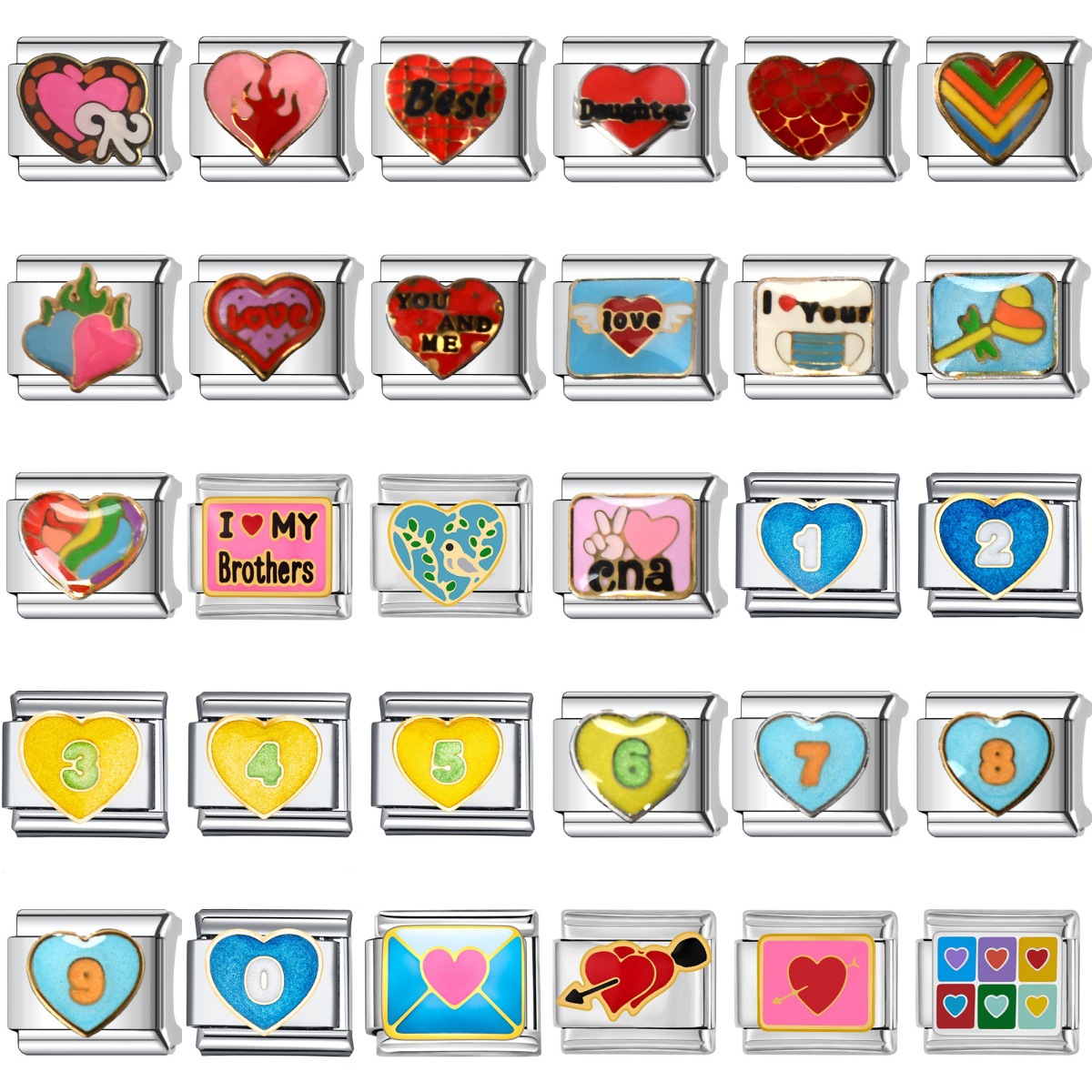 Charms意大利创意DIY饰品个性复古手工手链配件模块批发爱心卡通