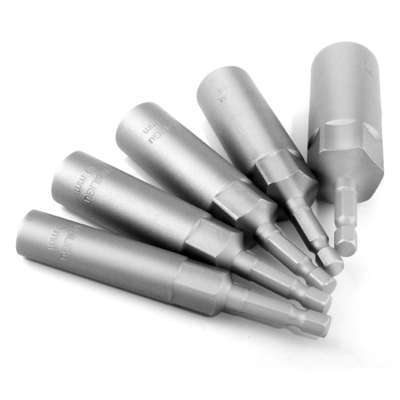 Profundizar y alargar el manguito hexagonal interno y externo lote de aire llave eléctrica conjunto de taladro eléctrico lote 8 10mm 45 cabeza de manguito profundo