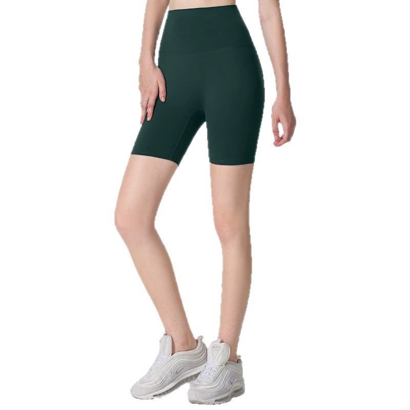 Nuevos deportes de Yoga de cintura alta desnuda sensación de no vergüenza línea de piel-friendly cadera levantamiento vientre contratación no caída de la aptitud de las mujeres de tres puntos cortos