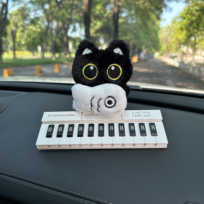Pequeño gato negro bolsos colgantes lindos muñecas de peluche muñecas automóviles tarjetas telefónicas de estacionamiento temporal tarjetas de número de mujer