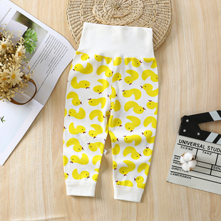 Spring and Autumn Children's Pure Cotton Autumn Pants Baby's High Waist Belly Pants Baby's Opening Pants Boys' and Children's Bottoming Pajama Pants