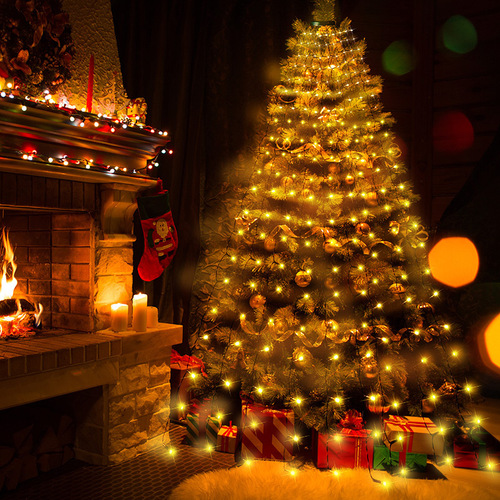 圣诞树装饰灯串节日布置庭院室内户外罩树流水瀑布 LED灯话旗杆灯