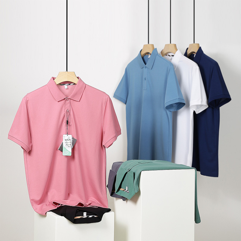 Table Fandi 2312 Tencel Silk Composite Beads Contrast Color Men's and Women's High-end Short Sleeve POLO Shirt in stock Wholesale