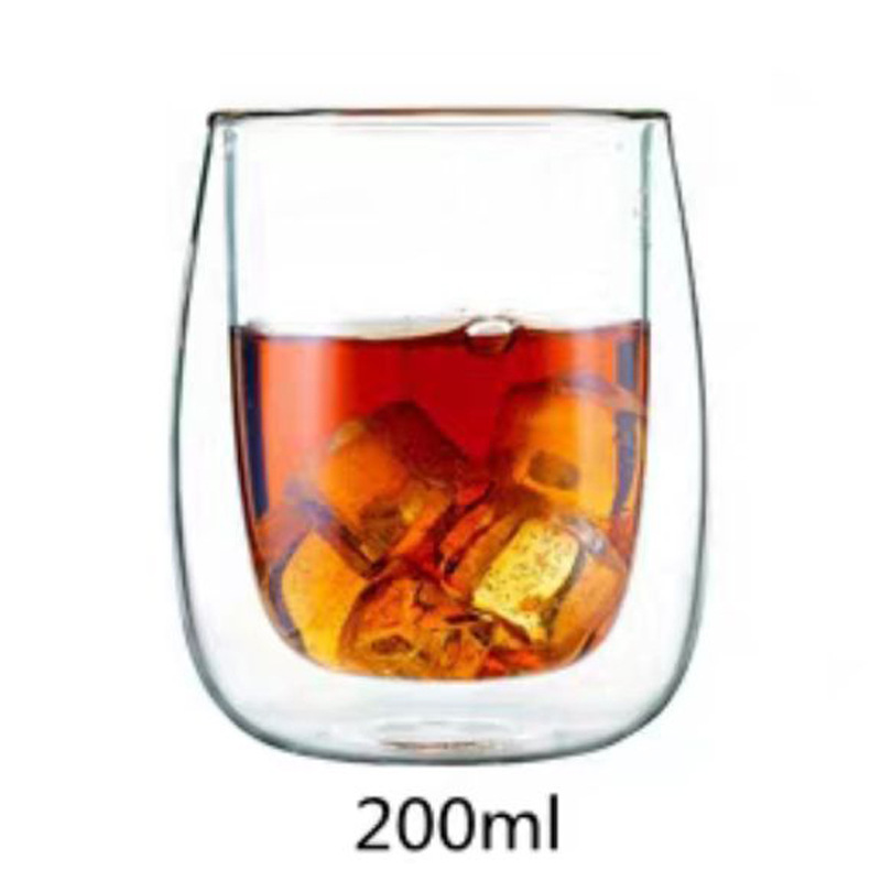 Vidrio borosilicato de doble capa de jugo de leche taza de bebida de vidrio transparente con aislamiento de agua taza de café de doble capa