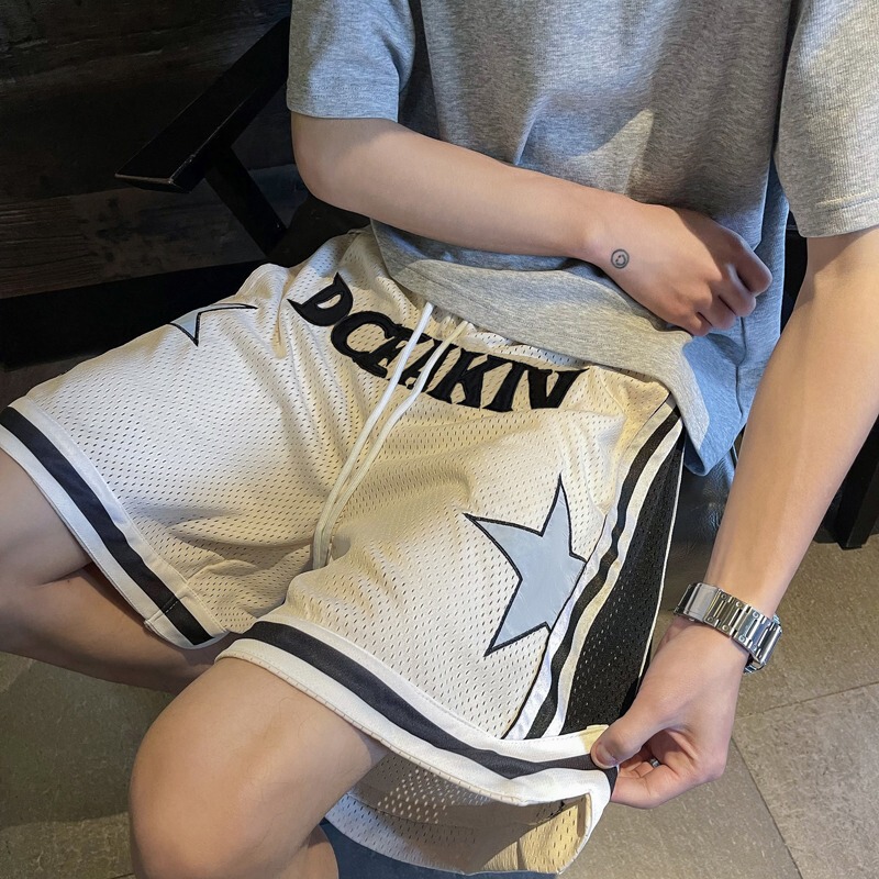 Basketball American Sports Shorts Men's Summer Design Star Print Loose Mesh Breathable Casual Five-Point Pants Trendy