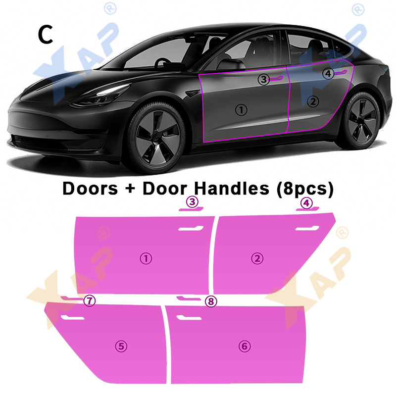 Cross-border exclusive for Tesla Model 3 20-23 TPU invisible paint anti-scratch transparent protective film