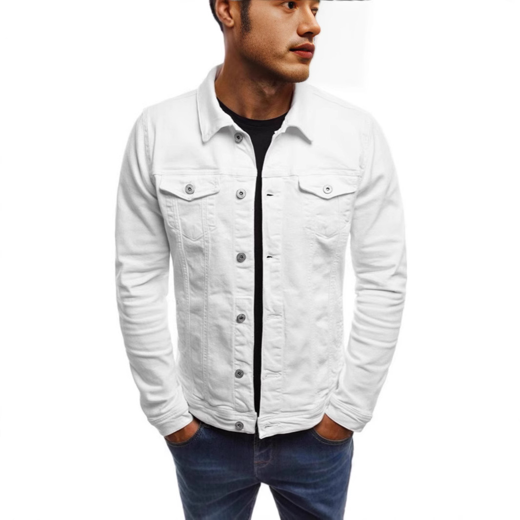 Men's Jacket New Multifunctional Pockets Western Hot Sale Denim Jacket Casual Solid Color Button Workwear Jacket
