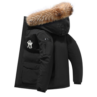 2025 Winter Fashion Brand Tooling Outdoor Sports Wool Collar Hooded Rustic Clothes Men's Explosions Down Jacket Coat Couple