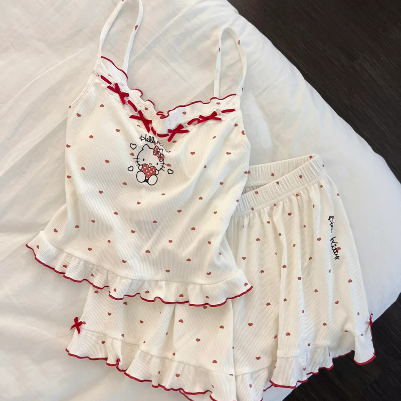 hellokitty2025新款吊带胸垫睡衣女夏季春秋天莫代尔甜美家居服薄|undefined