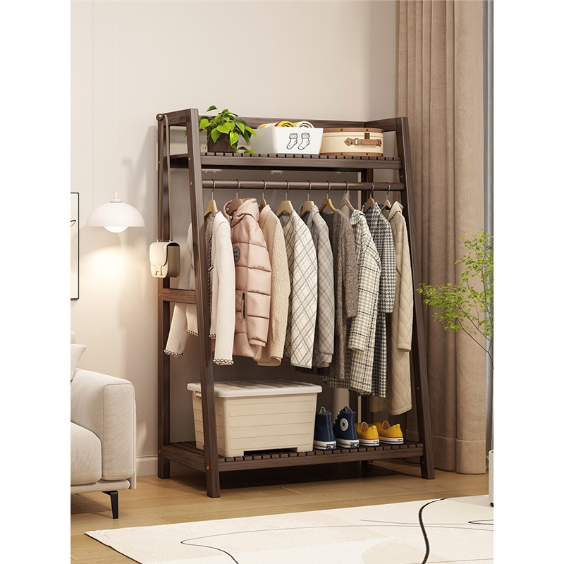 단단한 나무 침실 바닥 옷걸이 가정용 간단한 나무 옷걸이 간단한 현대 옷걸이 옷걸이 코트 랙