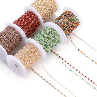 Handmade diy crystal block beads chain antique thin chain step hair accessories tassel headdress material loose chain