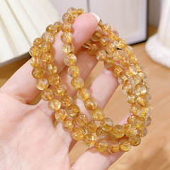 金髪晶8mm太陽石藍晶石三輪14包金ブレスレット