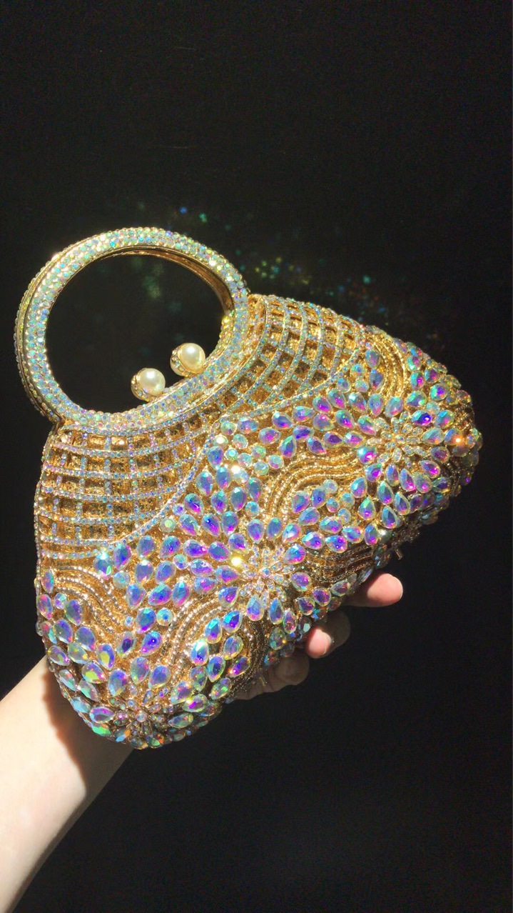 Túi clutch nữ đính đá rhinestone dự tiệc, xách tay kiêm đeo chéo có sức chứa lớn — Đế Vàng Kim Cương chi tiết 3