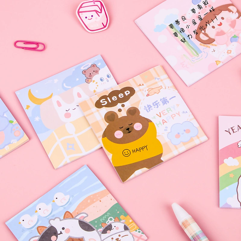 Cartoon stationery, cute note for students, book