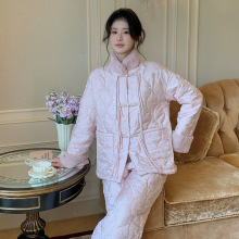 冬季新款睡衣加厚保暖国风新中式甜美夹棉套装居家保暖可外穿女士