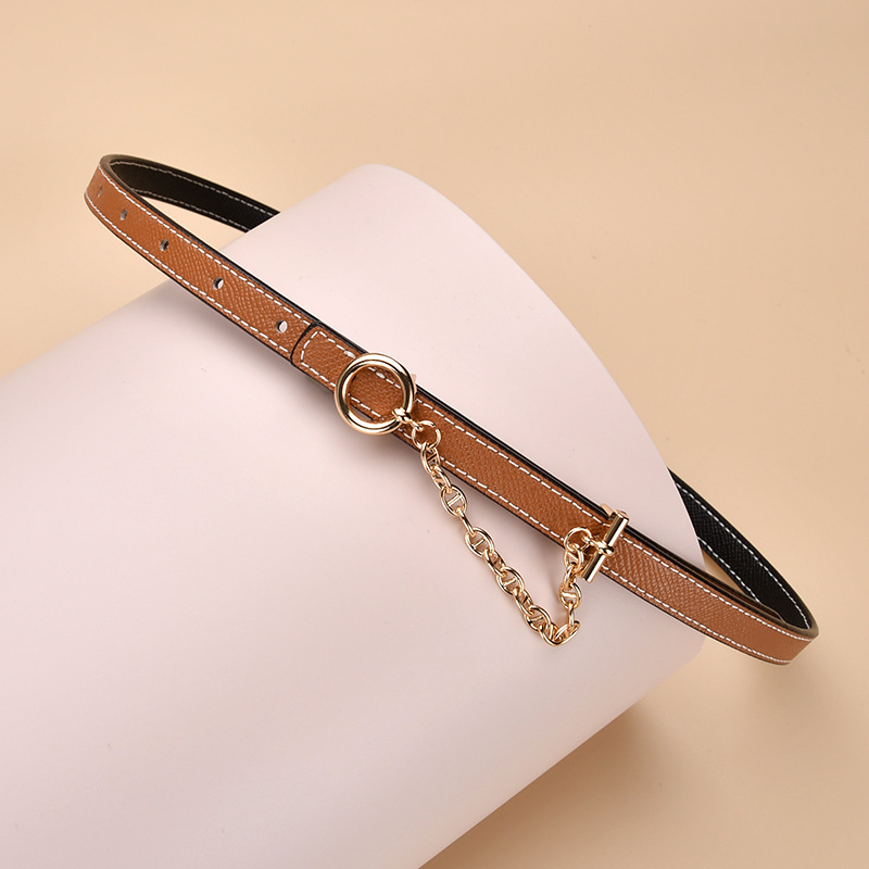 Two-color belt, universal dress, trousers, genuine leather