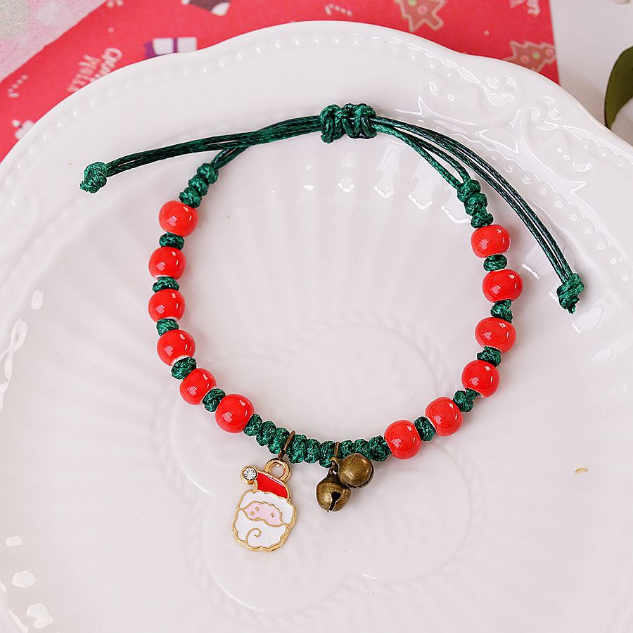 Cartoon Style Santa Claus Bell Snowman Alloy Rope Knitting Women's Bracelets display picture 3