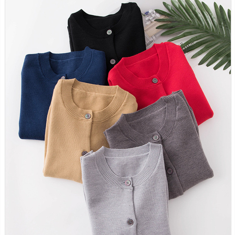 자수 사랑 봄과 가을 새로운 커플 원피스 크루넥 카디건 여자의 겉옷 부모-자식 원피스 베이스 니트 스웨터 재킷