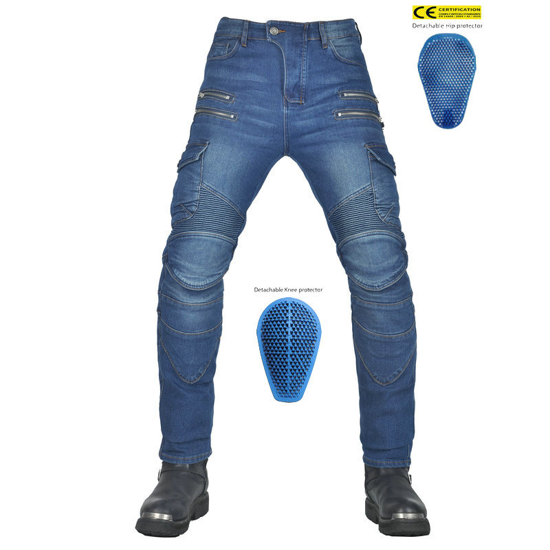 VOLERO motocicleta pantalones vaqueros cuatro cremallera resistente a la caída de la motocicleta pantalones de Kevlar resistente al desgarro equipo de protección de silicona