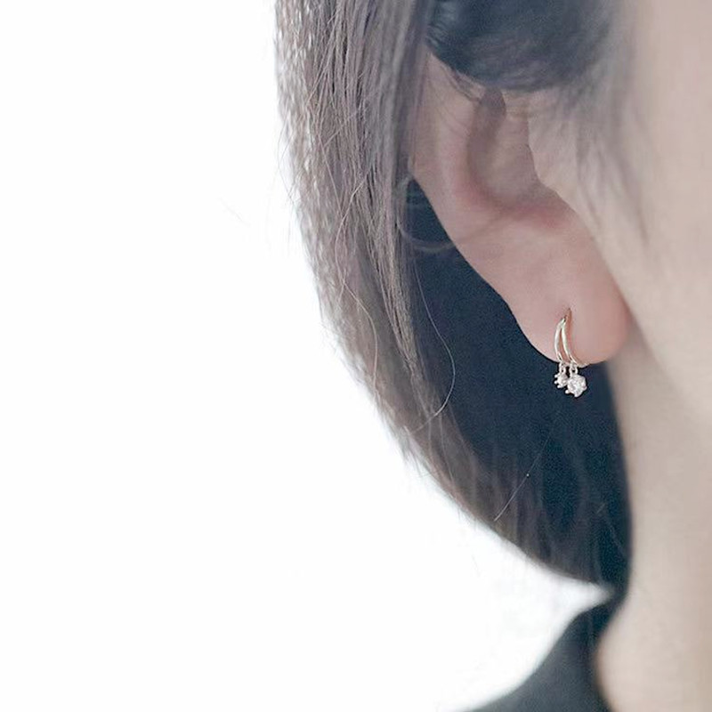 Earrings Classification 1 Pair Quantity Daily Occasion Copper Material 1 Pair Simple Style Round Inlay Copper Rhinestones Copper Earrings