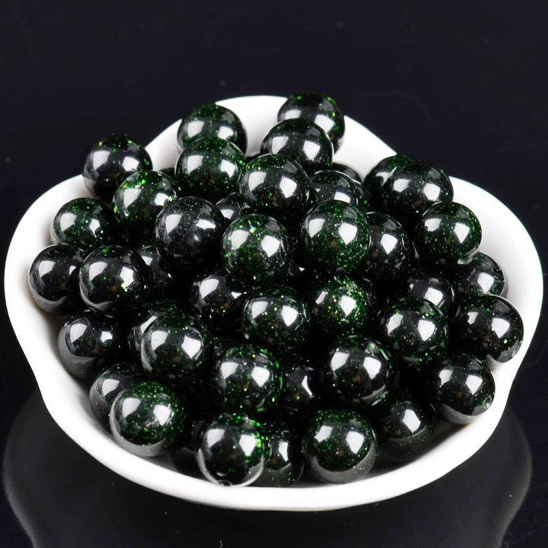 星空绿砂石散珠子绿沙石半成品DIY手工串珠手链项链水晶饰品配件