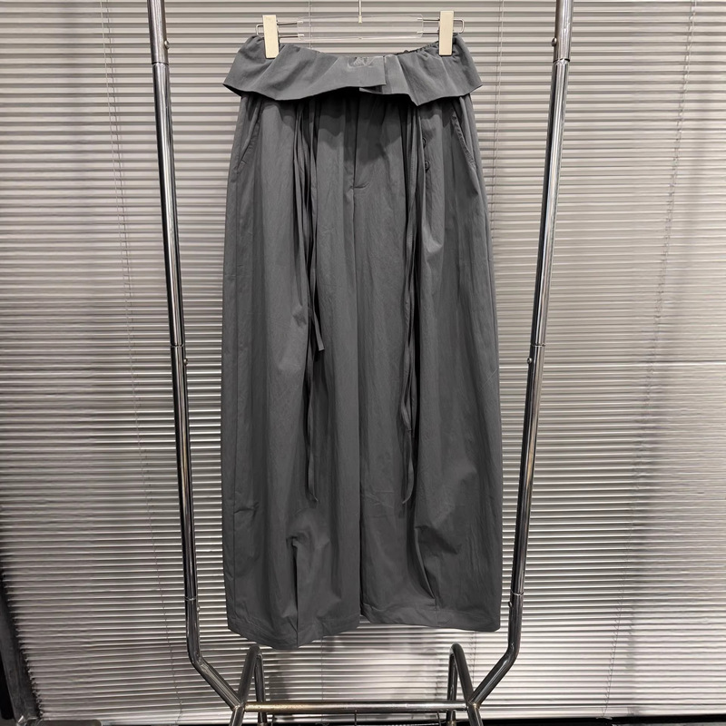 2026 Spring New Style Ruffled Casual Straight Loose Wide-Leg Cuffed Drapey Floor-Length Pants