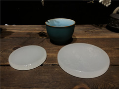 6cm8cm10cm天然玉石圓托盤杯墊杯托茶墊文藝小清新雅致生活白玉盤
