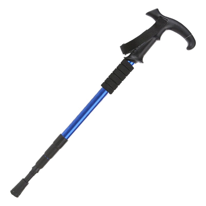 Aleación de aluminio trekking pole ultra-ligero T mango telescópico trekking pole antideslizante absorción de golpes al aire libre senderismo caña equipo de escalada