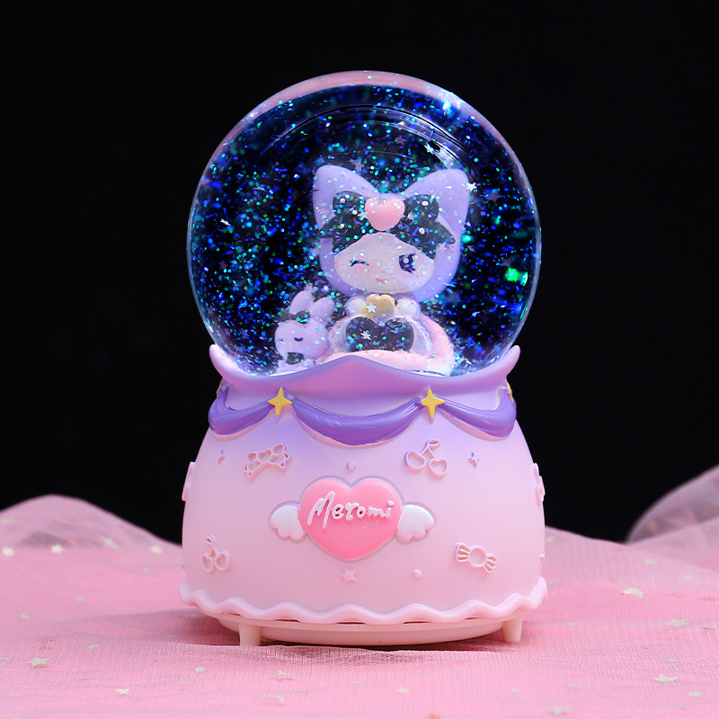 Cool and Sweet Crystal Ball Music Box, Cute Kuromi Music Box Ornaments, Creative Birthday Gifts for Boys and Girls