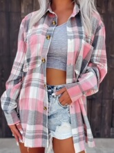 X 49102 Colorful Plaid Print Long Sleeve Shirt ��ɫ���Ƴ���