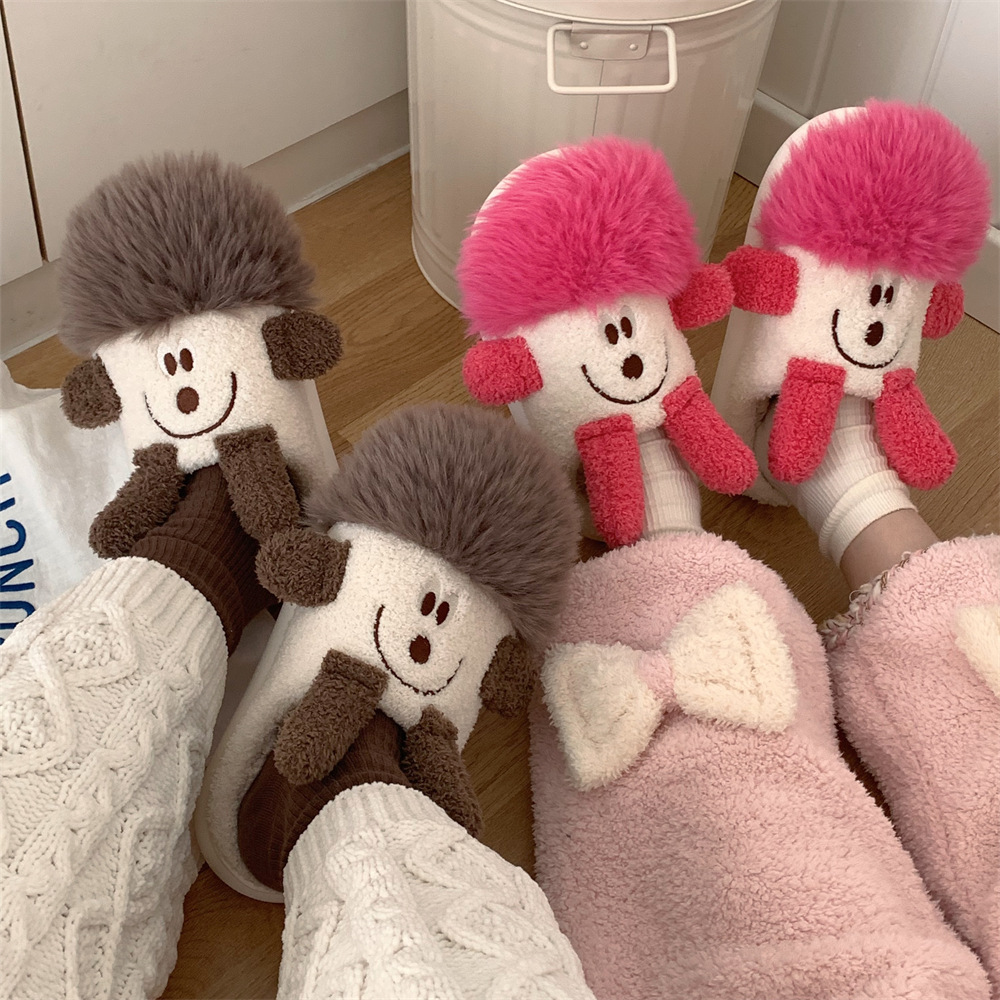 Fashionable winter cartoon keep warm non-slip slippers platform