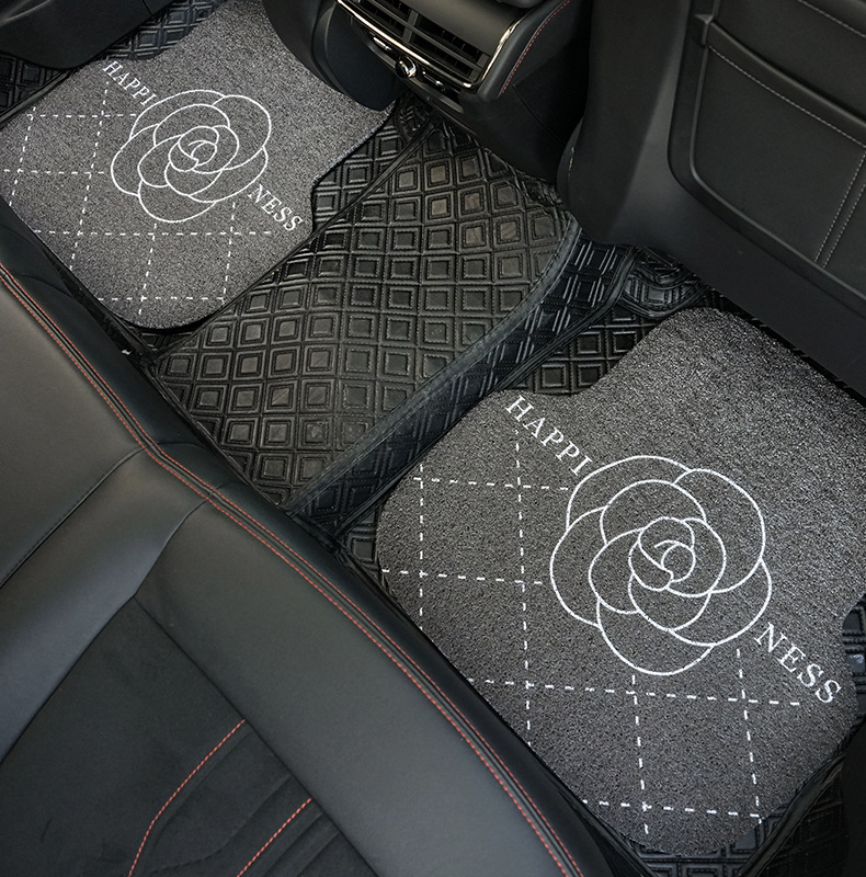 Camellia car foot mat silk ring simple printing car stain-resistant foot mat single piece thickened non-slip car foot mat