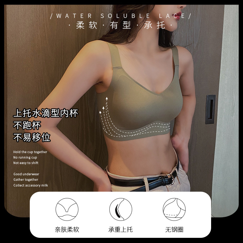 Gran cinturón de hombro de soporte suave de jalea ropa interior damas sin marcas sin anillo de acero sujetador recopilado anti-caída sujetador delgado