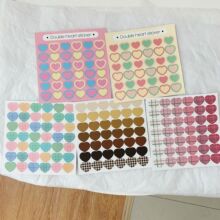 韩国ins可爱爱心格子贴纸桃心彩色手账素材封口贴装饰手机笔记本