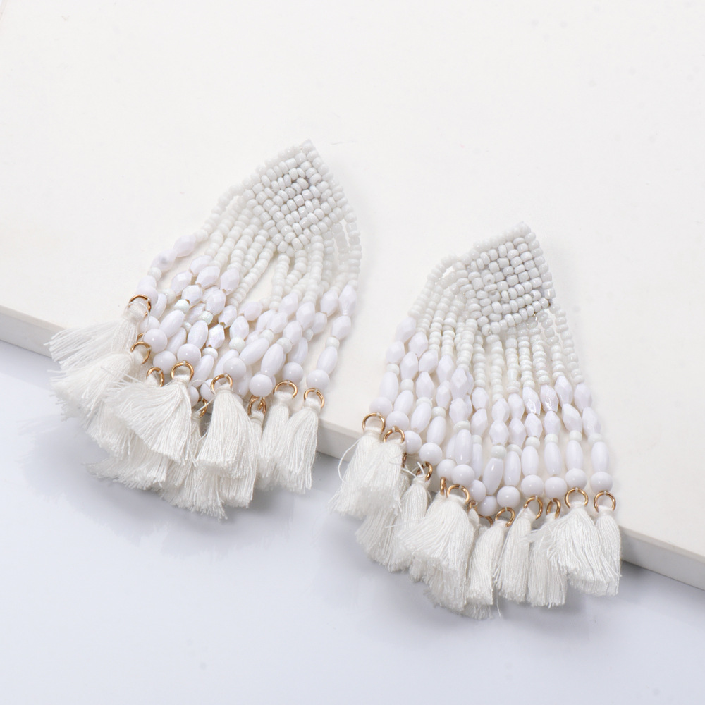 Fashion cotton tassel long earrings wholesale