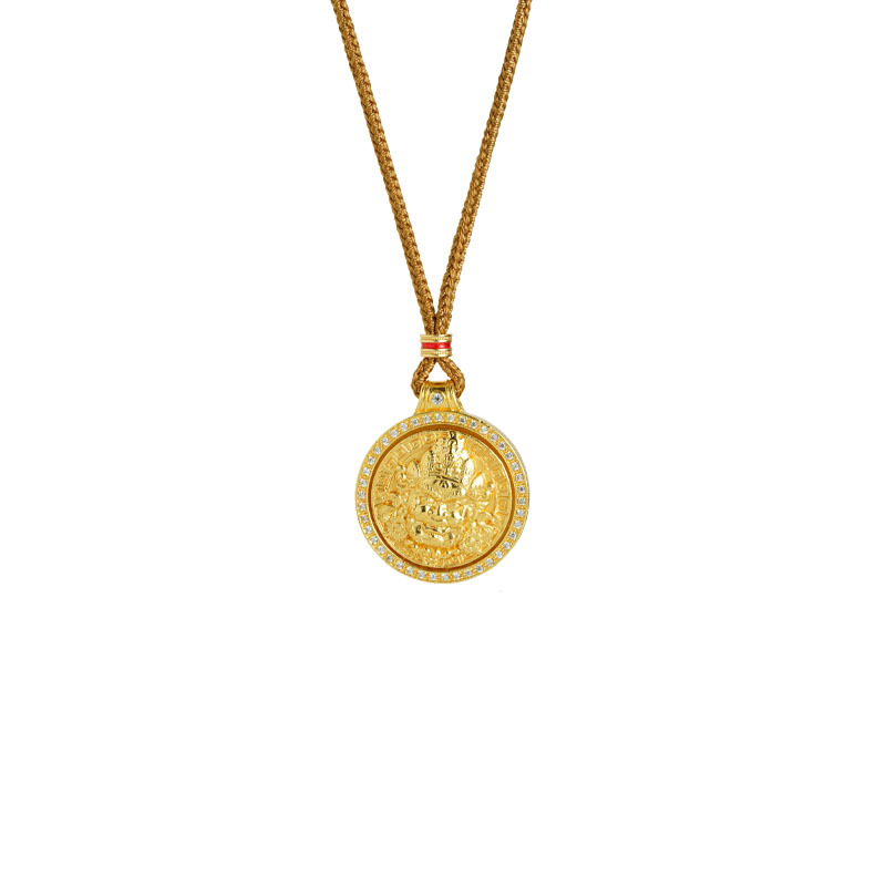 Collar de oro de arena vietnamita estilo nacional de diamantes bordes redondos giratorios colgantes de oro amarillo para mujeres no decolor joyerías al por mayor