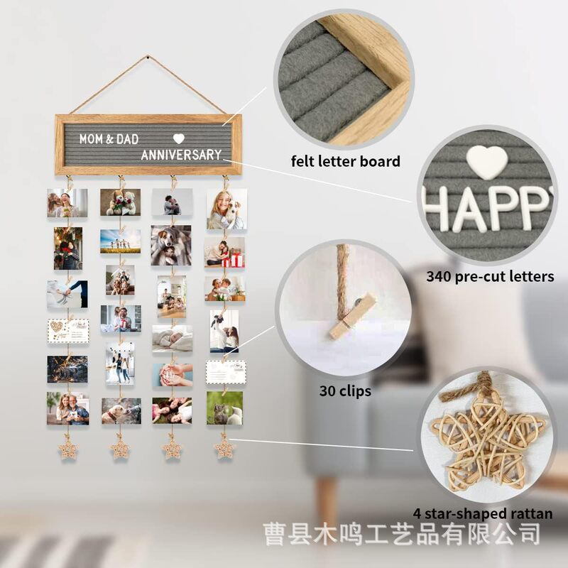 Cross-Border Wooden Photo Frame Clip Storage Rack Hanging Wedding Photo Display Stand Wooden Crafts Cross-Border Wooden Photo Frame Clip Storage Rack Hanging Wedding Photo Display Stand Wooden Crafts