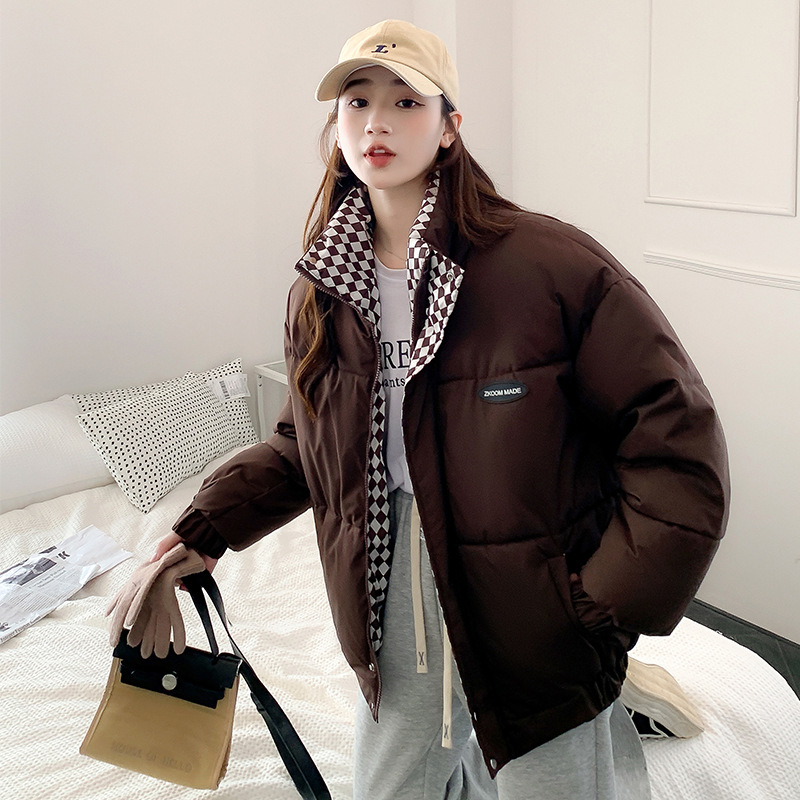 跨境棉服女2025冬季新款韩版修身加厚面包服女棉衣学生立领外套潮