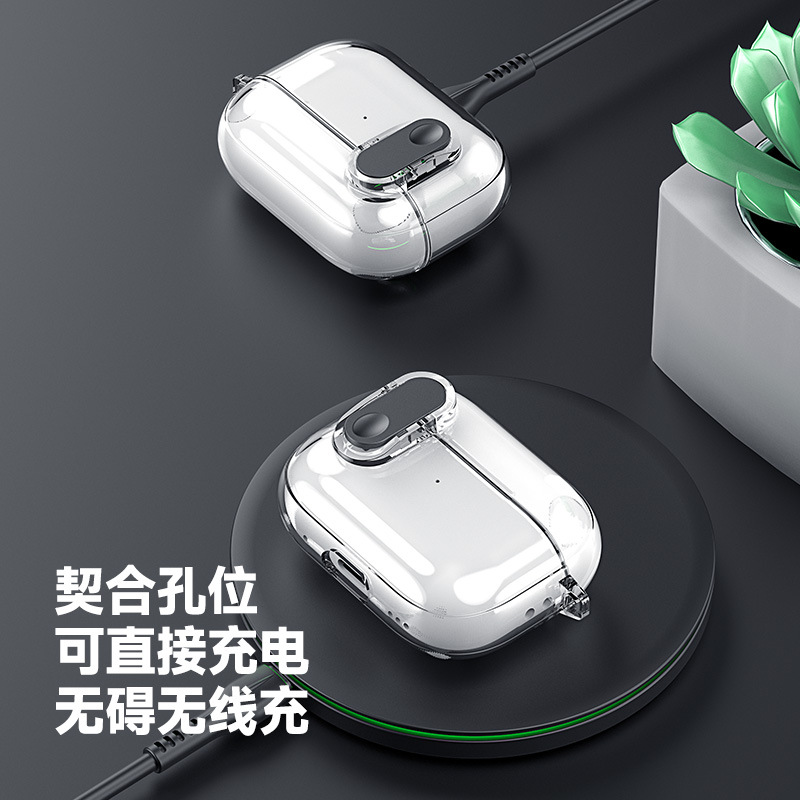 Funda para auriculares Bluetooth Airpods4 AirpodsPro2 cristal de hielo transparente funda para auriculares Apple al por mayor