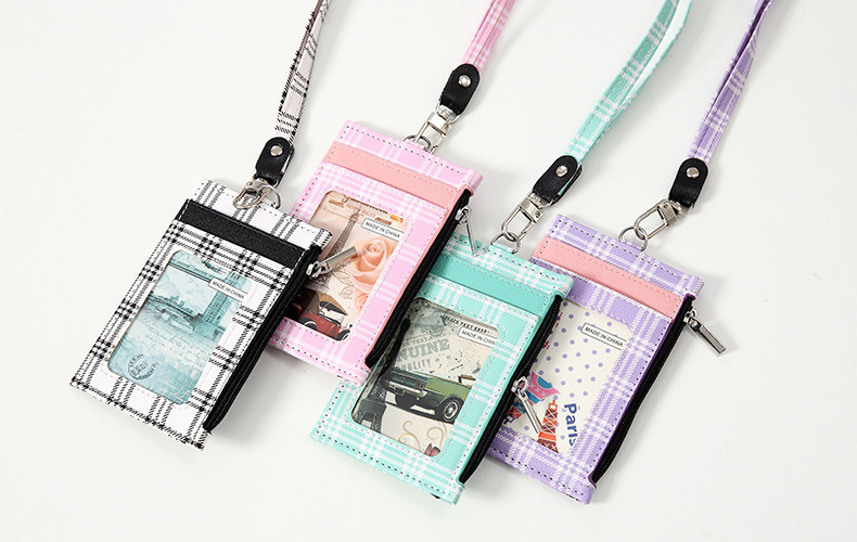 Unisex Plaid Pu Leather Zipper Card Holders display picture 1