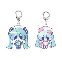 动漫周边初音未来cos人物设计钥匙扣 可爱卡通少女双面图案钥匙扣
