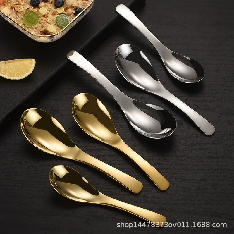 Ложка из нержавеющей стали, ложка для отеля Earl, интернет-знаменитость, маленькая круглая ложка, утолщенная детская десертная ложка, бытовая ложка, суповая ложка