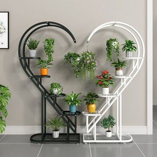 Flower Rack Balcony Multi-Layer Flower Pot Rack Living Room Popular Storage Rack Floor-Standing Multi-Layer Decoration Indoor Iron Heart-Shaped Hongzhi