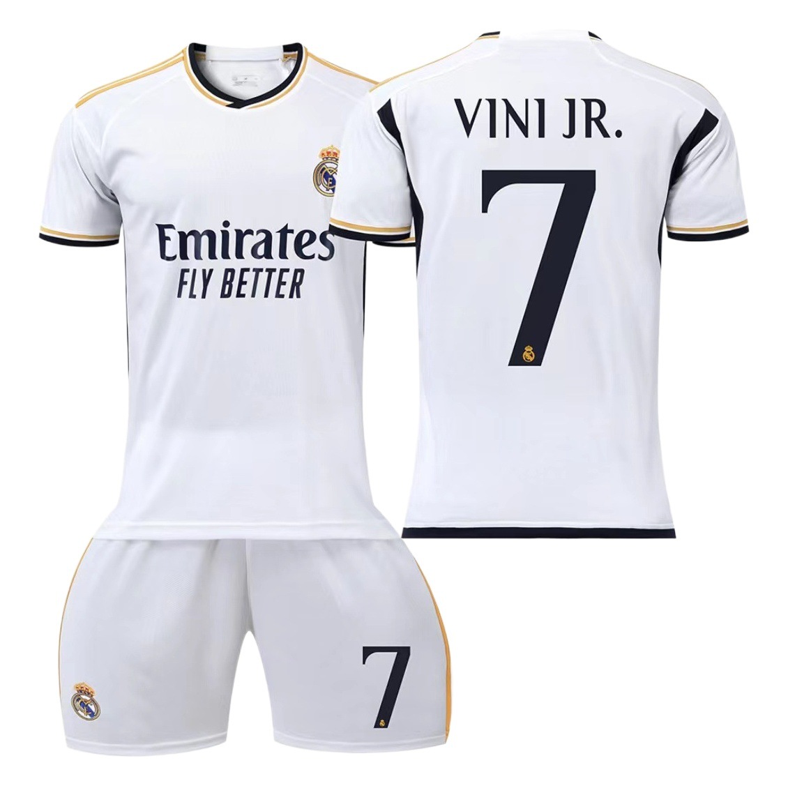 Venta al por mayor 23-24 Real Madrid Jersey N ° 5 Bellingham N ° 7 Vinius adultos niños traje de uniforme de fútbol