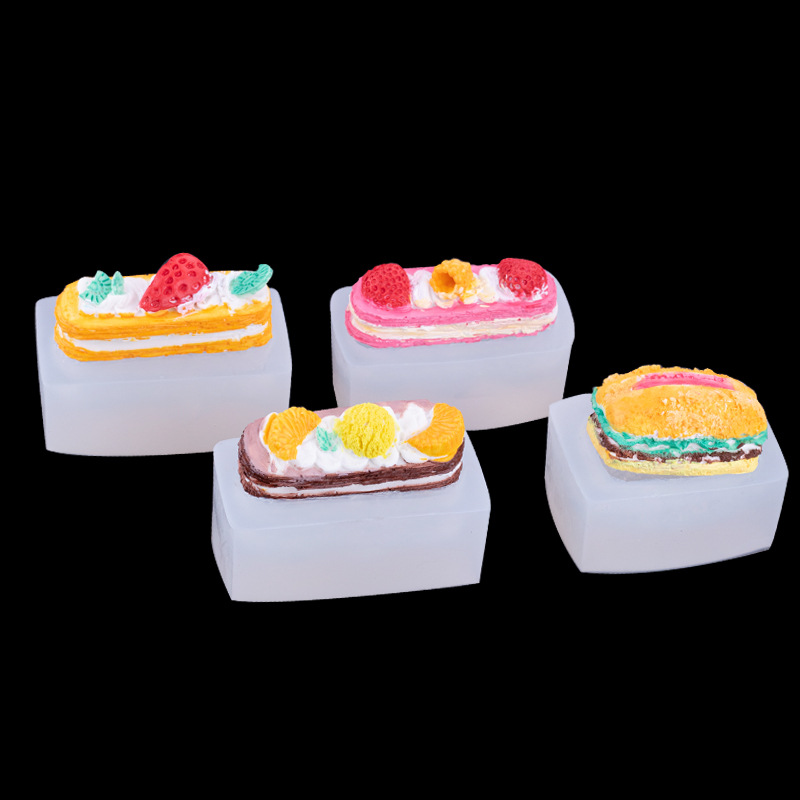 Pastel de postre hamburguesa perro caliente simulación silicona molde epoxi arcilla jabón hecho a mano aromaterapia Fondant chocolate