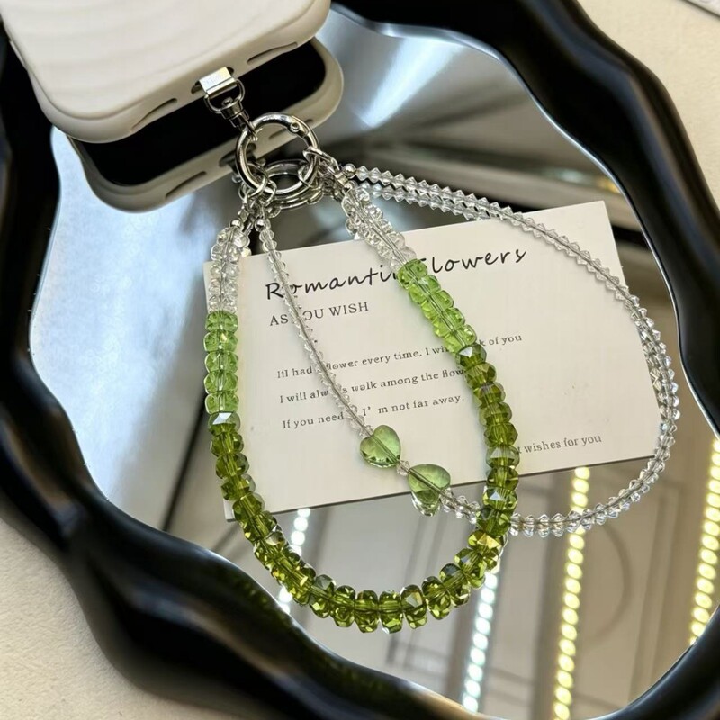 Double-layer crystal phone chain, a stylish wrist strap to prevent phone loss, with beads, suitable for bags and keychains Double-layer crystal phone chain, a stylish wrist strap to prevent phone loss, with beads, suitable for bags and keychains
