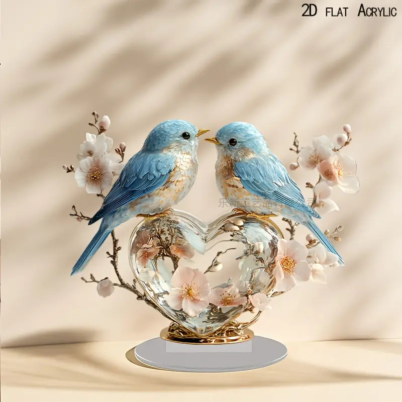Cross-Border Foreign Trade Acrylic Handmade Peach Blossom Branches and Birds Office Home Room Desktop Decorations Ornaments