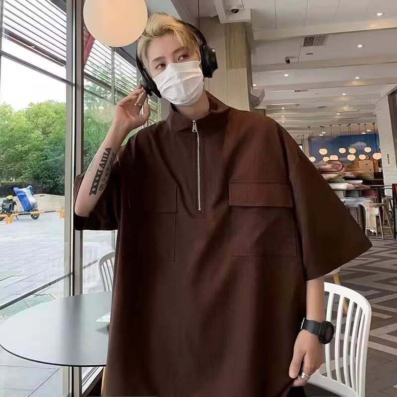 Camisas de ropa de manga corta con solapa, camisetas de moda de verano para hombres, camisetas coreanas, tendencia delgada, 2025 nuevo estilo universal